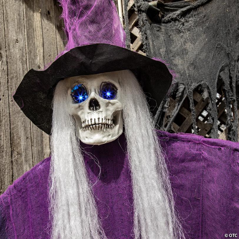 6 Ft. Hanging Light-Up Eyes Skeletal Witch Halloween Decoration