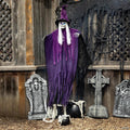 6 Ft. Hanging Light-Up Eyes Skeletal Witch Halloween Decoration