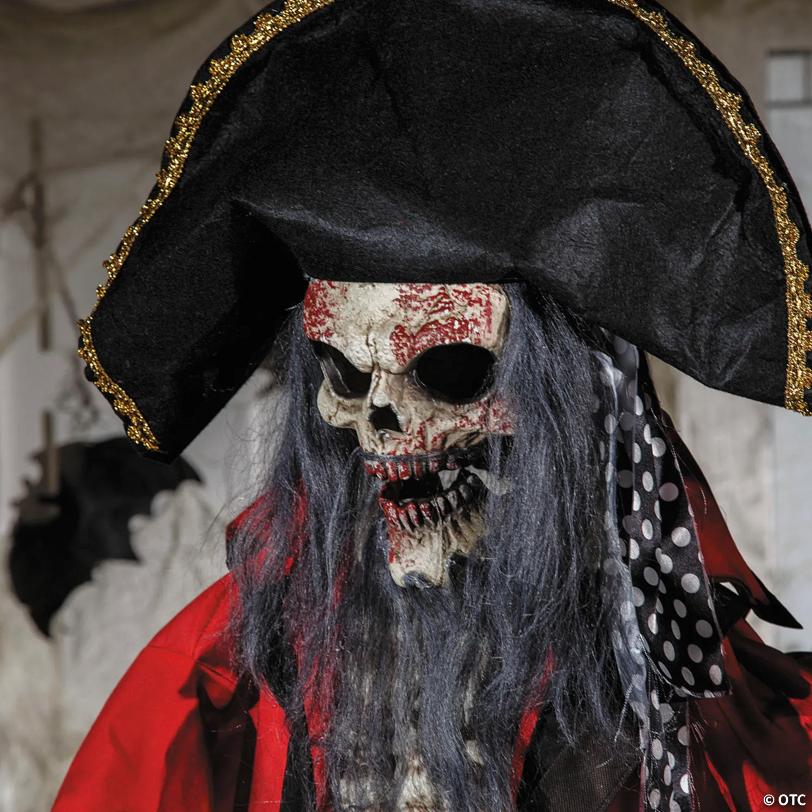 6 Ft. Pirate Skeleton Animated Prop Standing Halloween Decoration