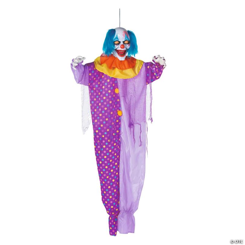 6 Ft. Talking Hanging Purple Clown Halloween Decoration