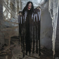 6 Ft. Talking Hanging Witch in Black Cloak with Light-Up Eyes Halloween Decoration