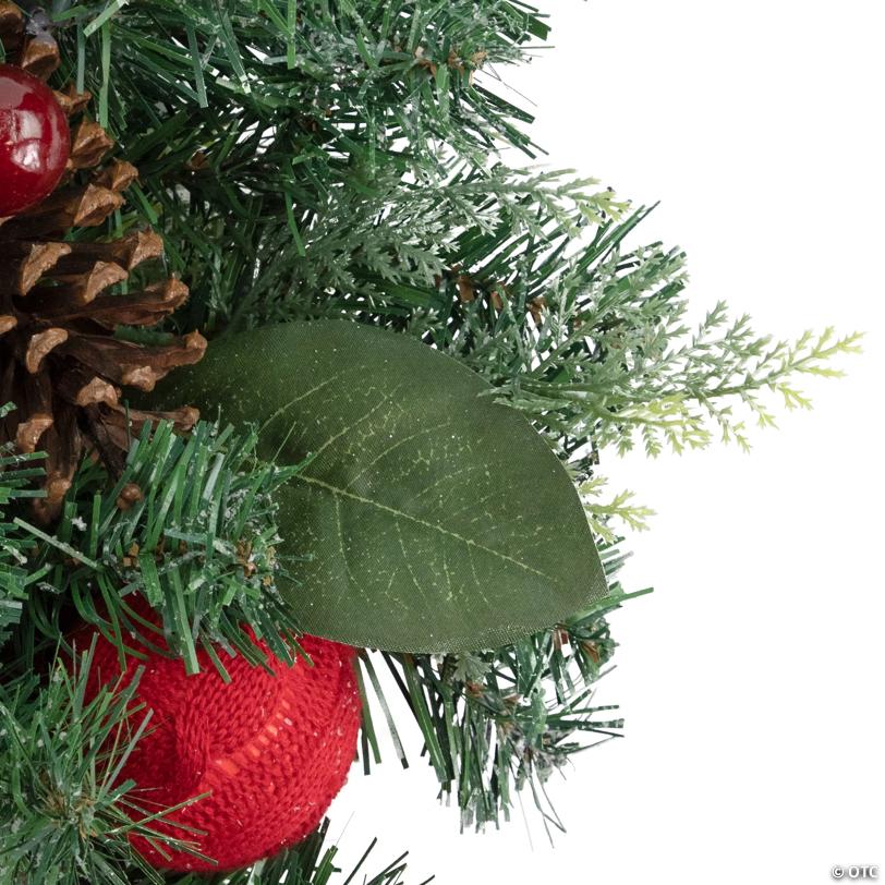 6' Green Pine Artificial Christmas Garland with Plaid Ornaments and Bows