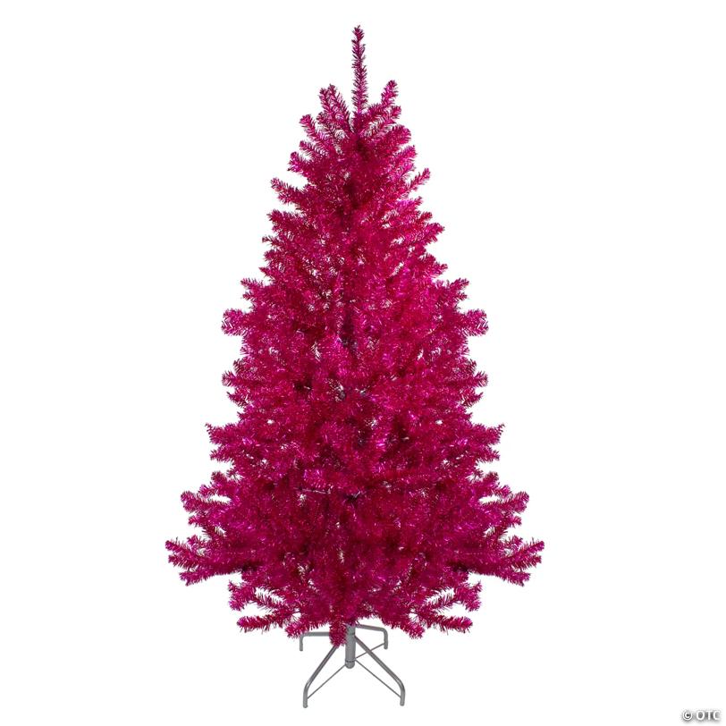 6' Metallic Pink Tinsel Artificial Christmas Tree - Unlit