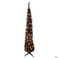 6' Pre-Lit Brown Pre-Decorated Pop-Up Artificial Christmas Tree
