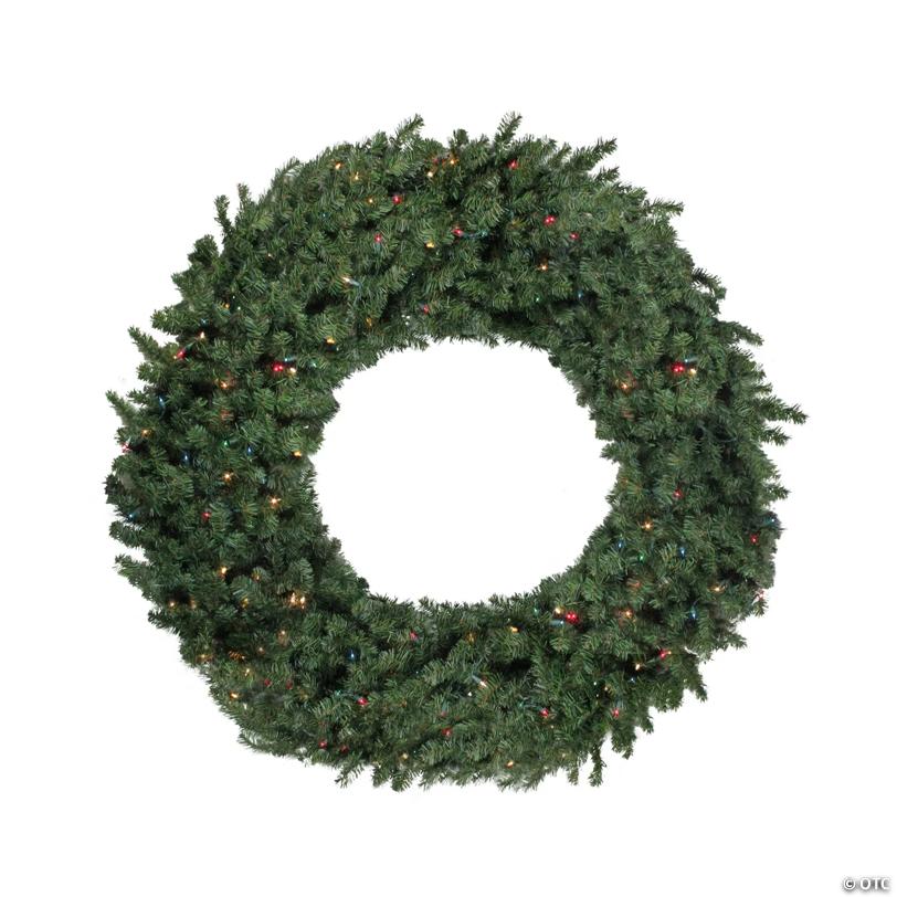 6' Pre-Lit Commercial Canadian Pine Artificial Christmas Wreath - Multi Lights