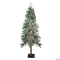 6' Pre-Lit Flocked Alpine Artificial Christmas Tree  Clear Lights