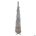 6' Pre-Lit Silver Pre-Decorated Pop-Up Artificial Christmas Tree