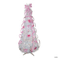 6' Pre-Lit White and Pink Pre-Decorated Pop-Up Artificial Christmas Tree