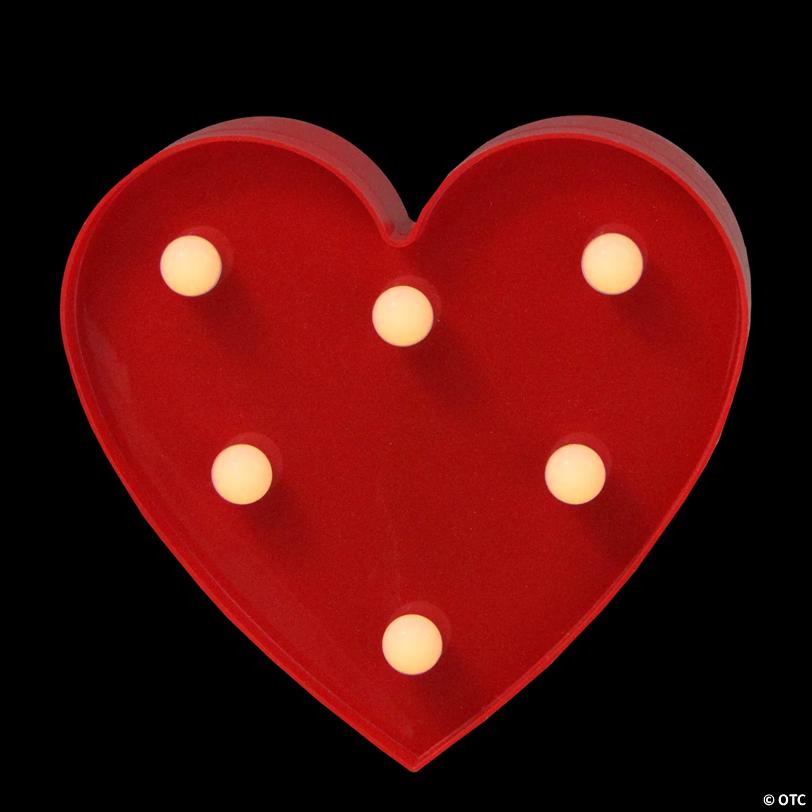 6" Red Heart LED Valentine's Day Marquee Wall Sign