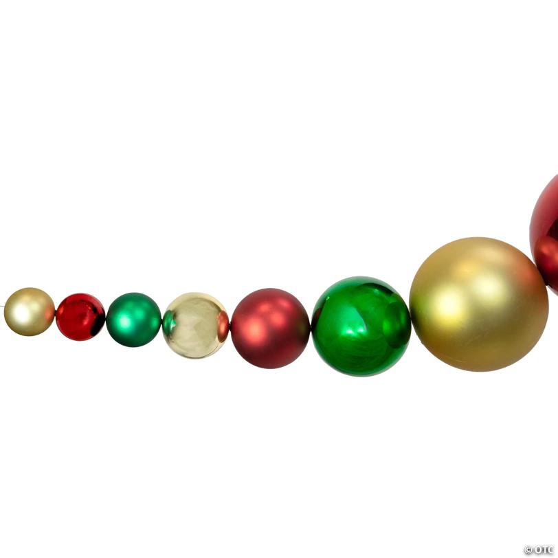 6' Red  Gold and Green Shiny and Matte Shatterproof Ball Christmas Swag