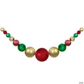 6' Red  Gold and Green Shiny and Matte Shatterproof Ball Christmas Swag