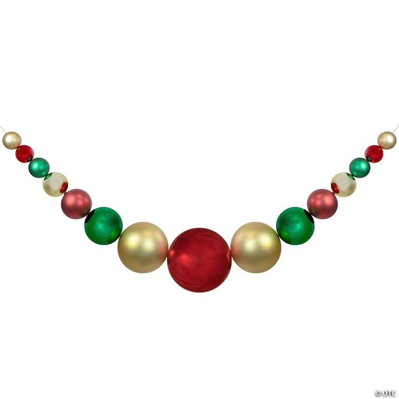 6' Red  Gold and Green Shiny and Matte Shatterproof Ball Christmas Swag