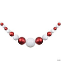 6' Red and White Shiny and Matte Shatterproof Ball Christmas Swag