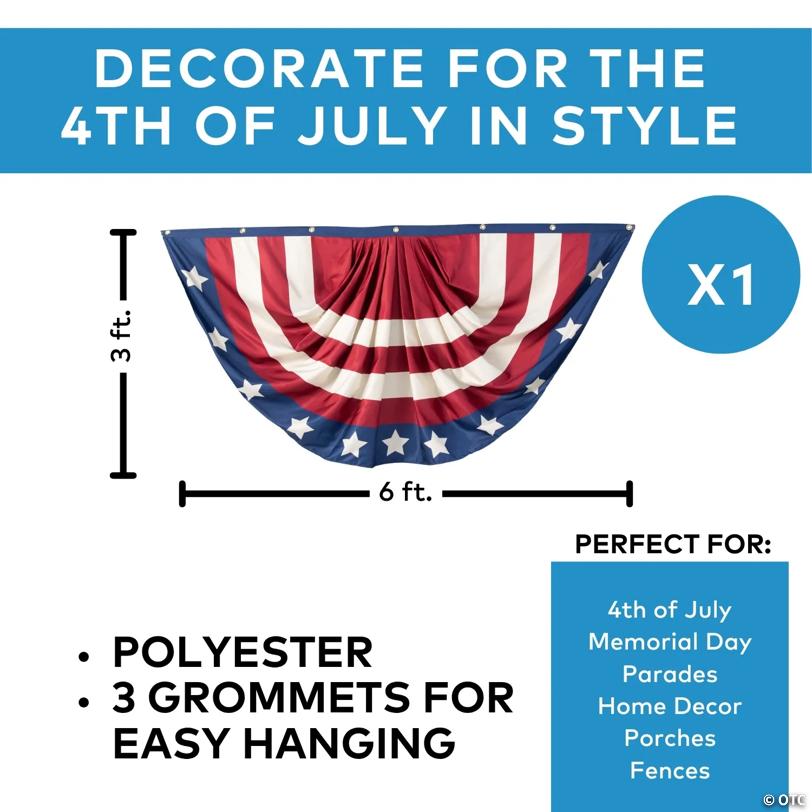 6 ft. x 3 ft. Jumbo Patriotic Vintage Americana Stars & Stripes Polyester Bunting