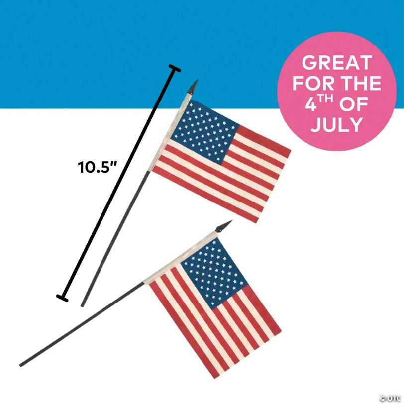 6" x 10 1/2" Patriotic Small Polyester Americana Flags – 12 Pc.