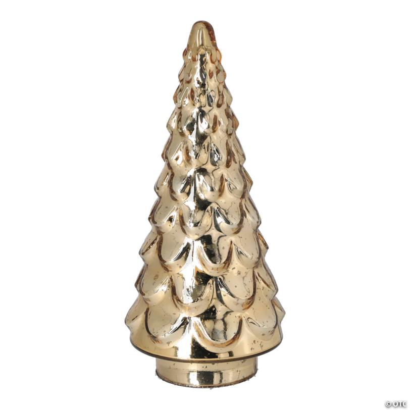 6" x 12" Gold Mercury Christmas Tree Glass Tabletop Centerpiece