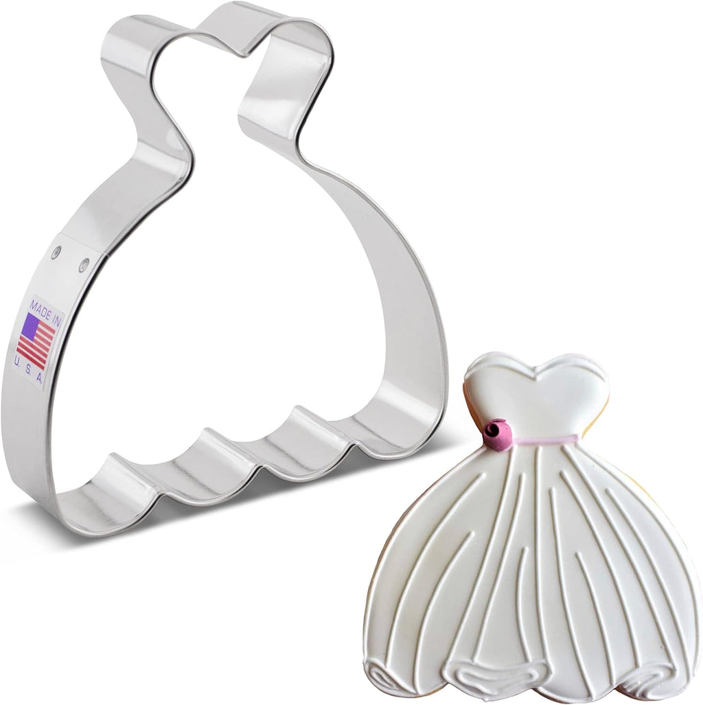 Ann Clark Wedding Dress Ball Princess Gown Cookie Cutter, 4"