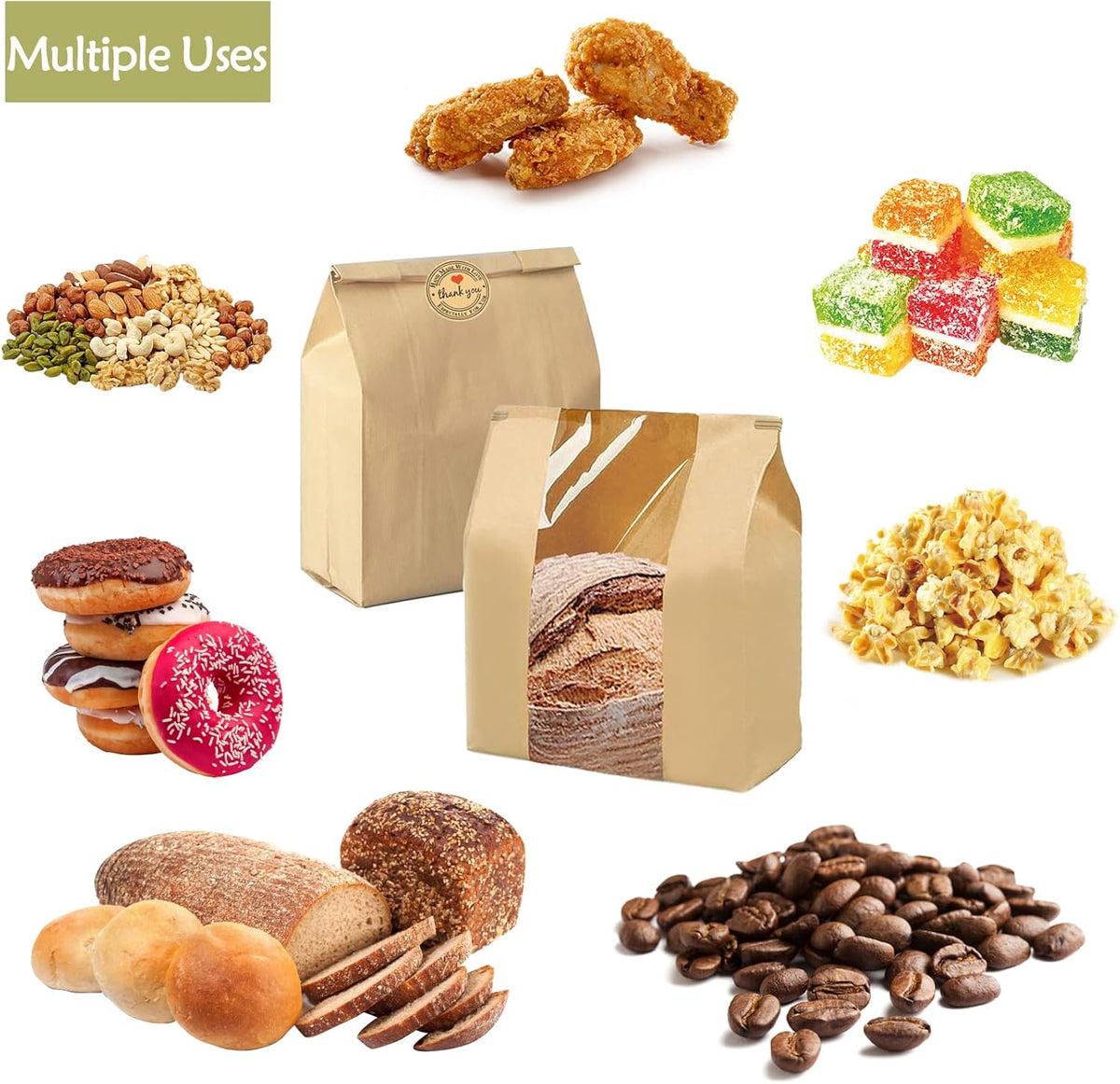 20 Paper Bread Bags for Homemade Bread (13.7x8.2x3.5 in), Sourdough Bread Bags with Window, Sourdough Storage Bread Bags for Bread Packaging