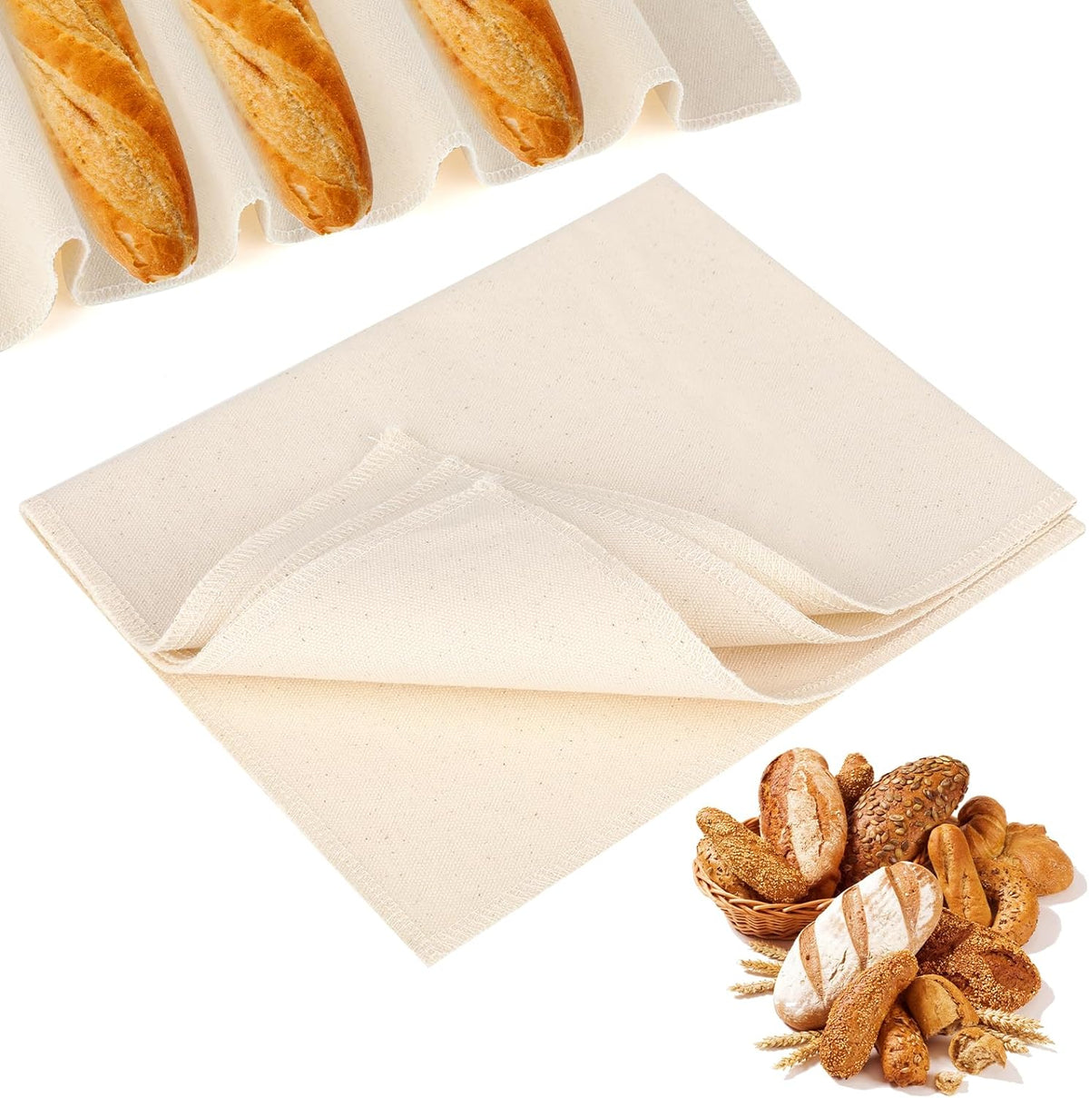 Thick Bread Towel for Homemade Bread, 14x18 Inch Bread Proofing Cloth Cover Reusable Sourdough Bread Baking Supplies Linen Cloth Baking Bread Cloth for Rolling Dough, Pastry, Baguettes, Loaves