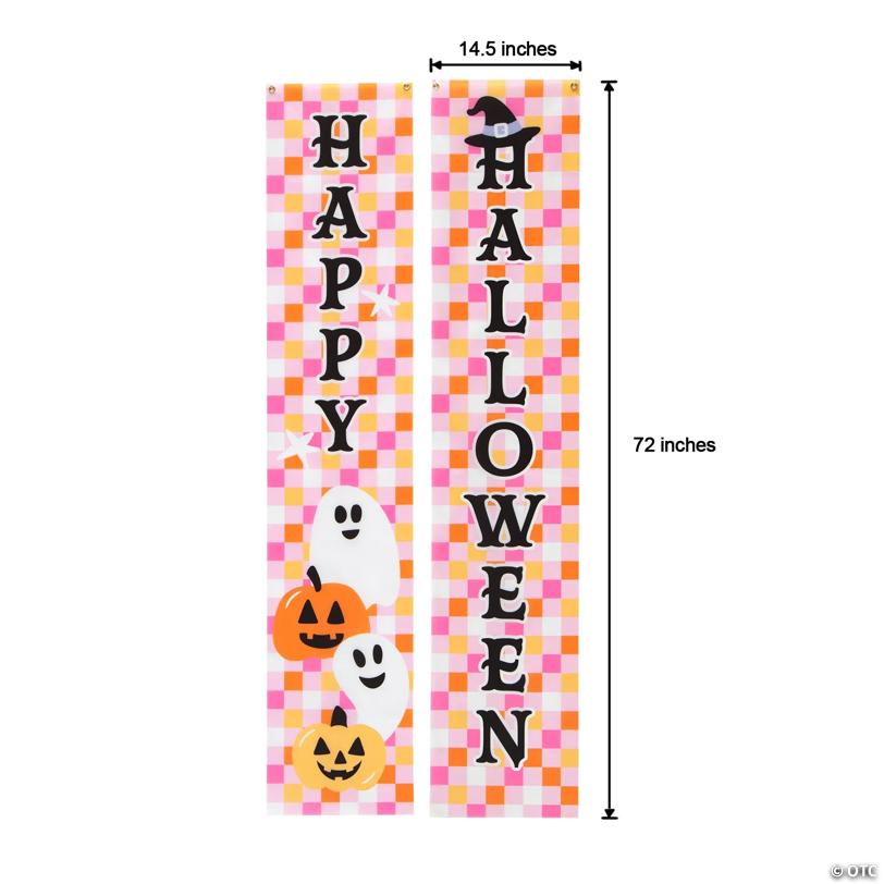 72" Fun & Fa-Boo-Lous Pink Checkerboard Polyester Vertical Banners Set - 2 Pc.