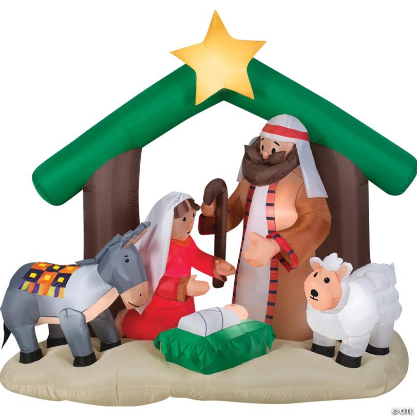 72" Outdoor Blow Up Inflateable Holy Family Nativity