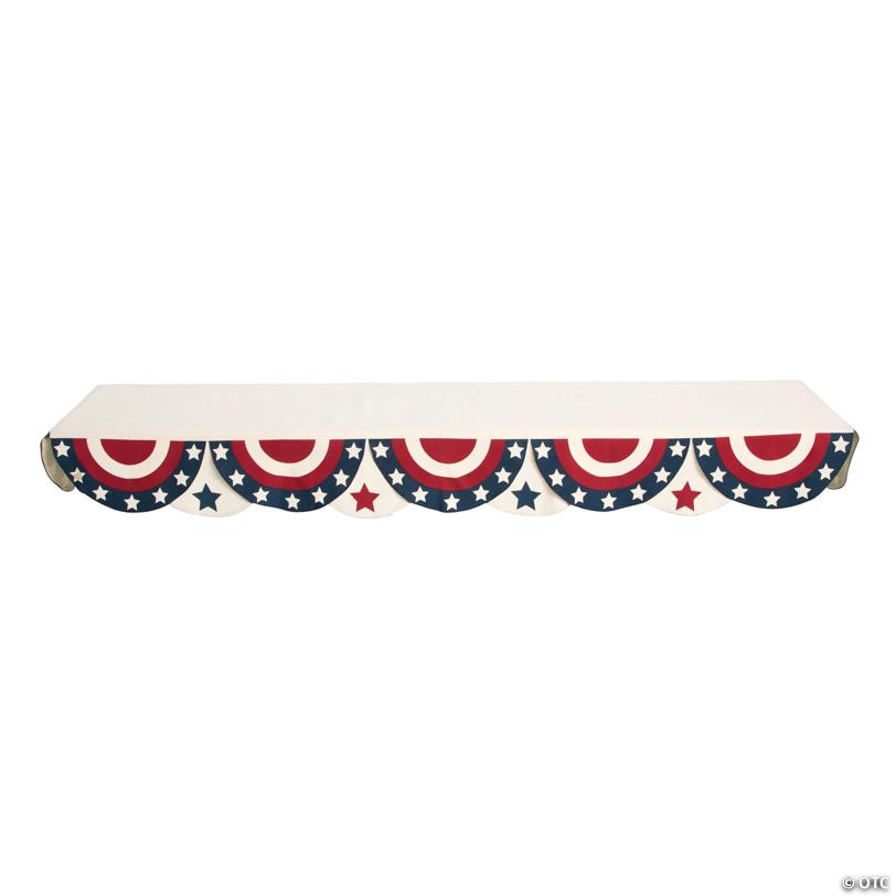 73" x 19" Vintage Americana Cotton Bunting Mantel Scarf