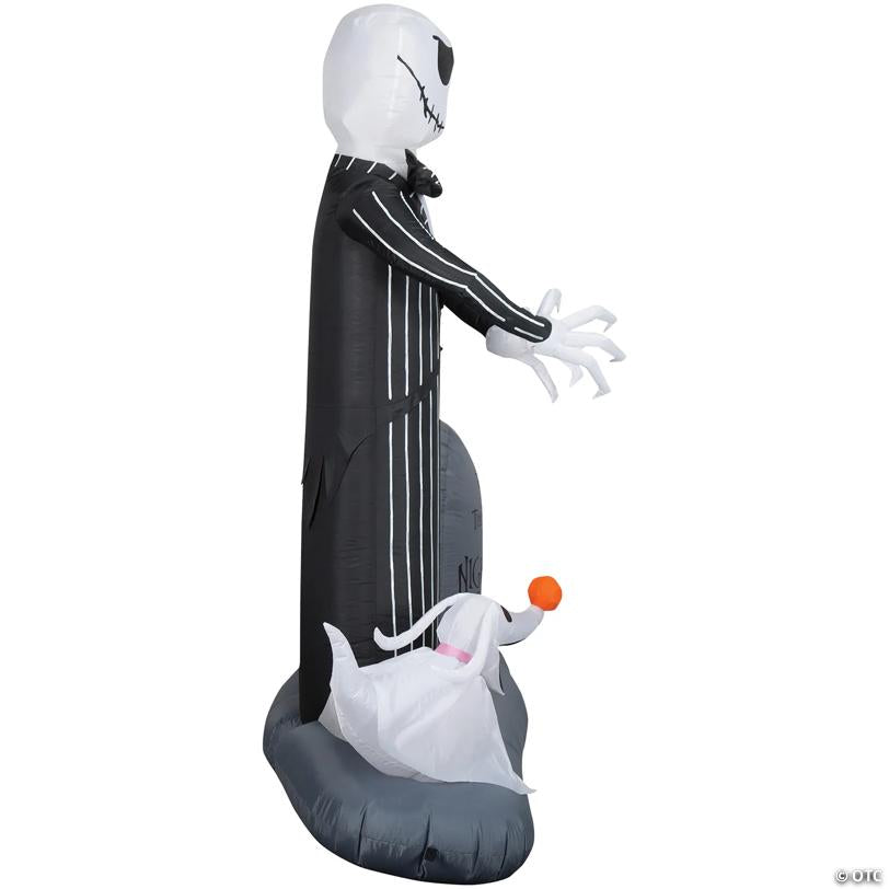 74" Blow-Up Inflatable Nightmare Before Christmas Jack Skellington in Graveyard with Built-In LED Lights Outdoor Yard Decoration