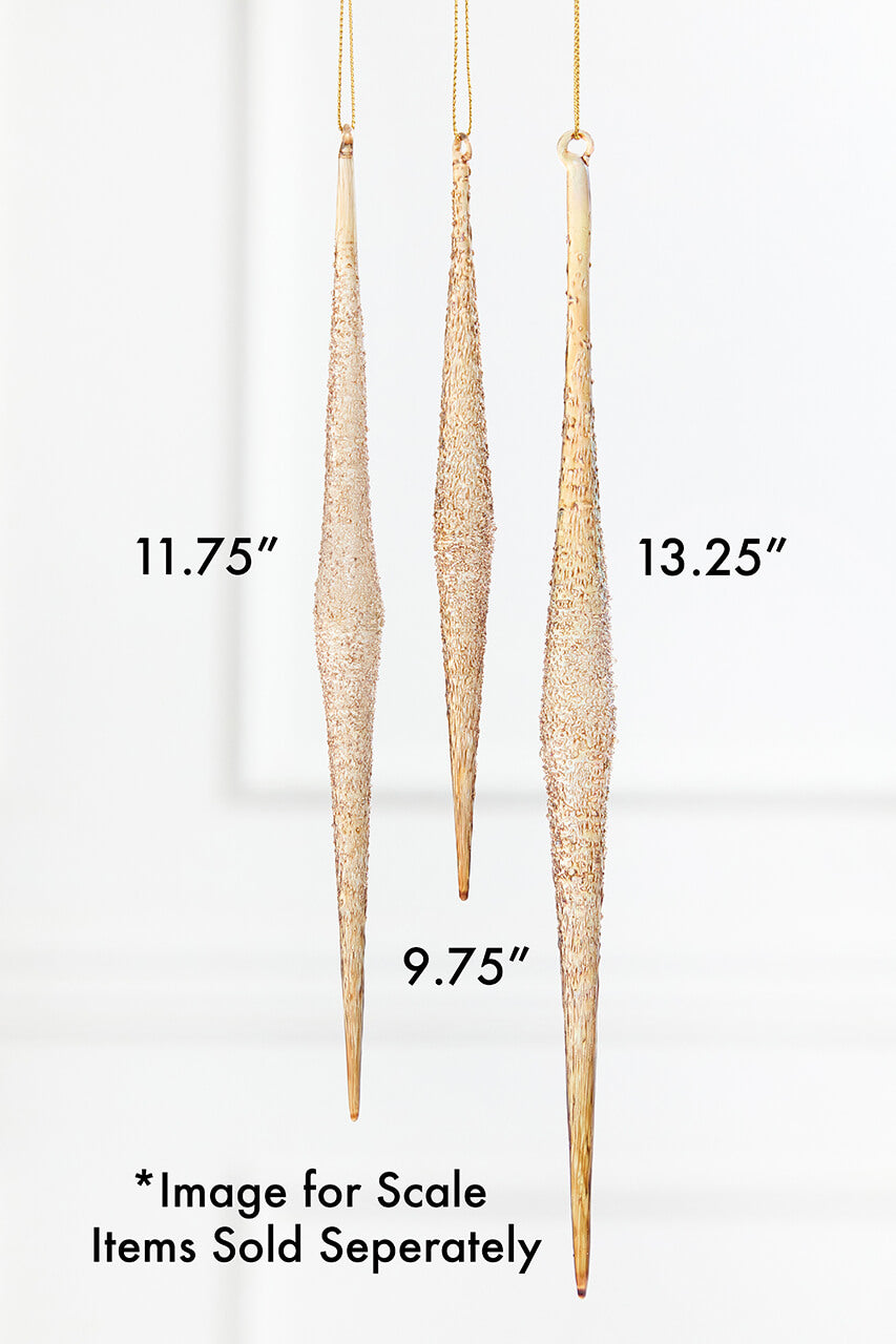 9.75” Glass Champagne Icicle Ornament