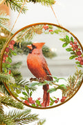5" Glass Disc Cardinal Ornament