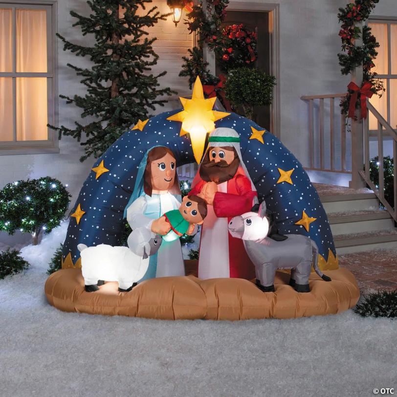 78" Airblown® Snowy Night Nativity Scene Inflatable Christmas Outdoor Yard Decor