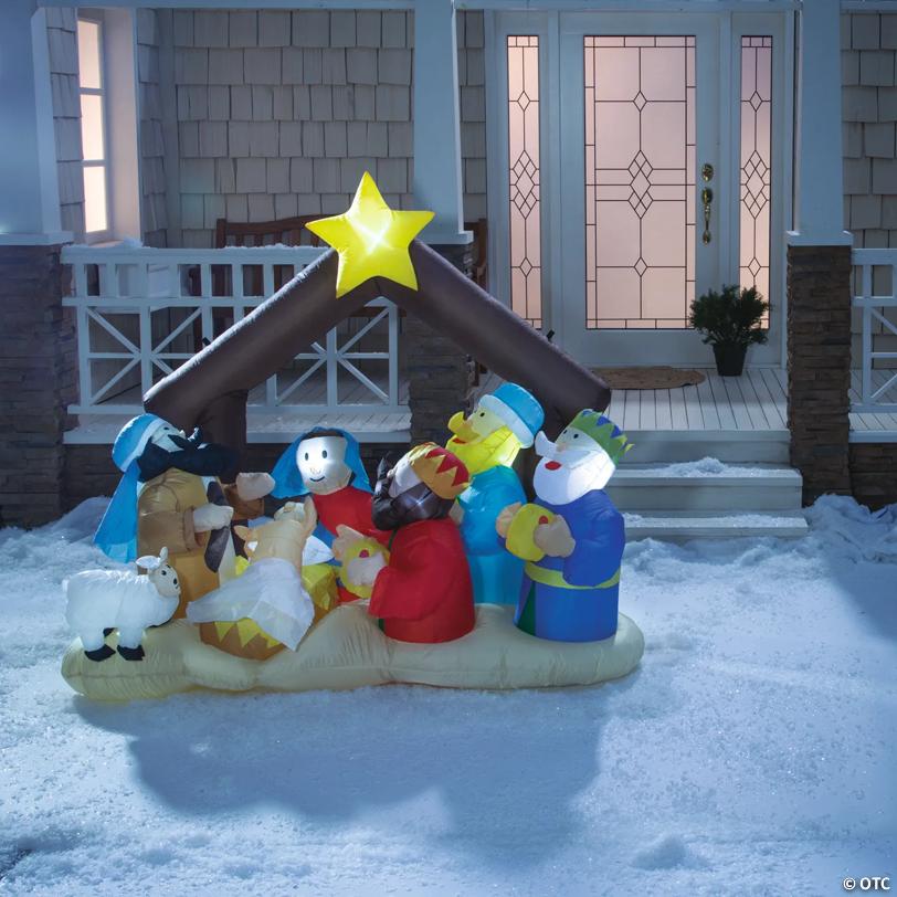 78" Outdoor Blow Up Inflatable Light-Up Nativity Scene