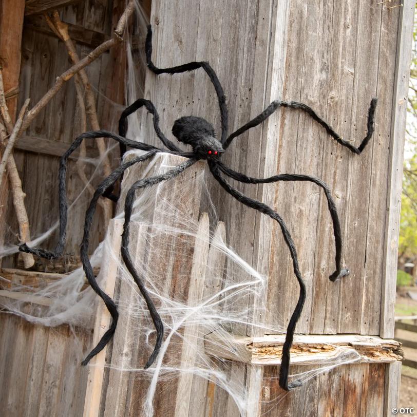 7 1/2 Ft. x 2 3/4" Furry Black Spider Poasable Halloween Decoration