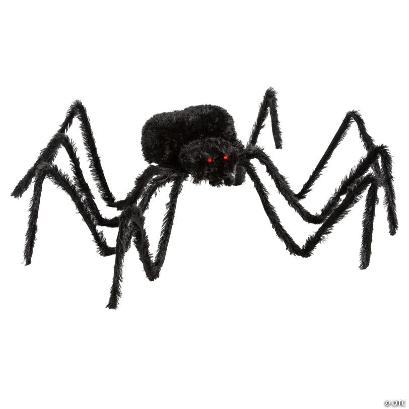 7 1/2 Ft. x 2 3/4" Furry Black Spider Poasable Halloween Decoration