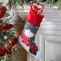7 1/2" x 18" Multicolor Snowfall Polar Bear Woolen Felt Christmas Stocking