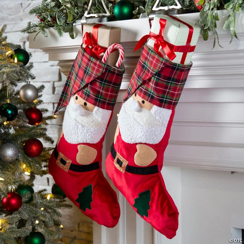 7 1/2" x 18" Santa Claus Red Velvet Christmas Stocking