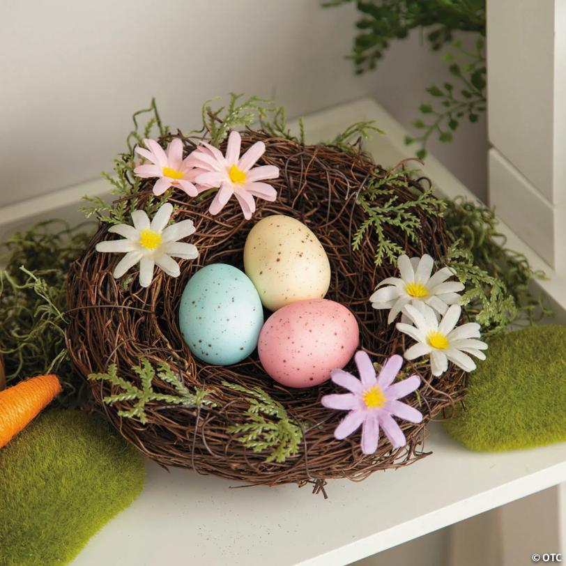 7 1/2" x 3 1/2" Enchanted Garden Grapevine Egg Nest Wooden Tabletop Decoration