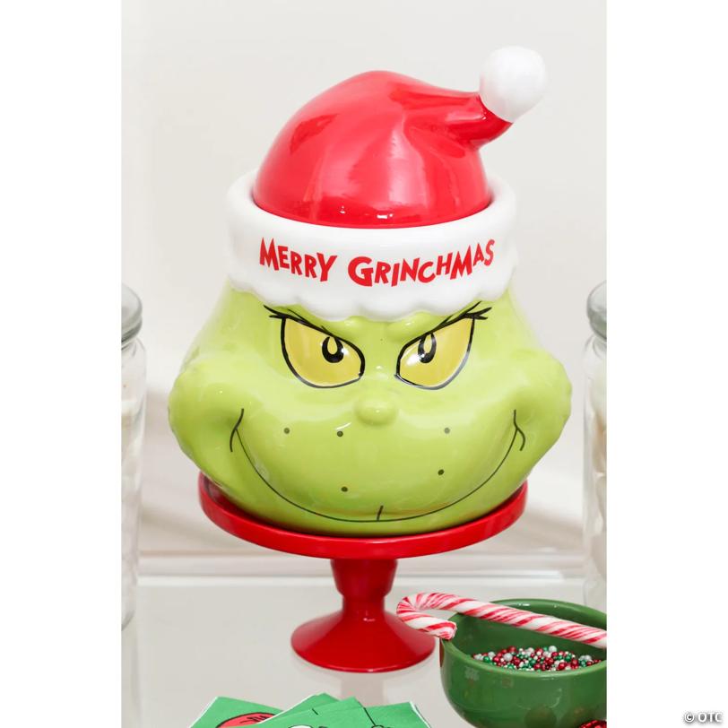 7 1/4" x 7 3/4" Dr. Seuss™ The Grinch-Shaped Ceramic Candy Jar