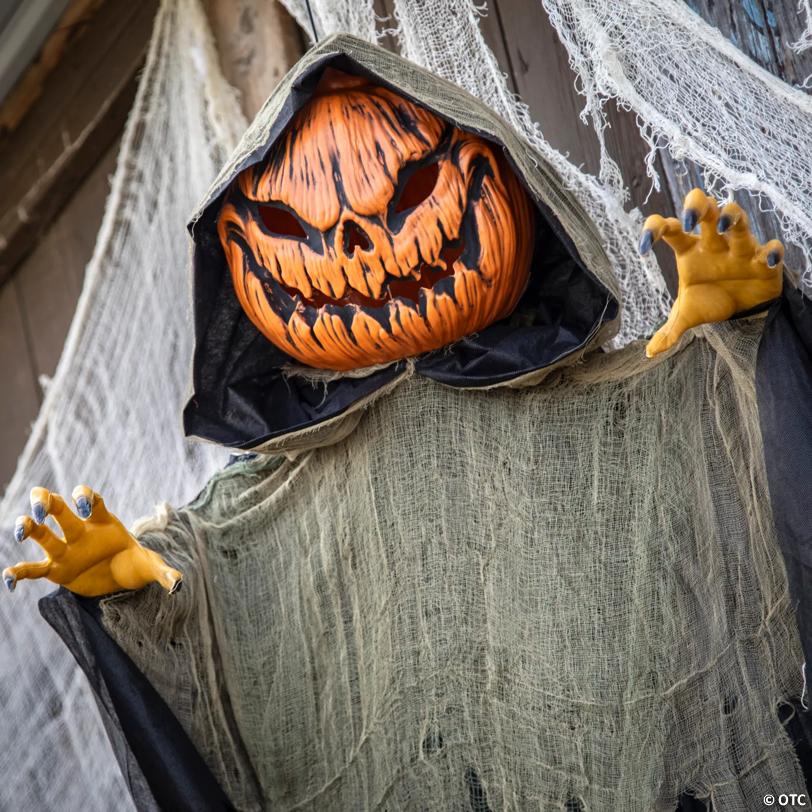7 Ft. 2 3/4" Light-Up Hanging Big Pumpkin Head Halloween Decoration