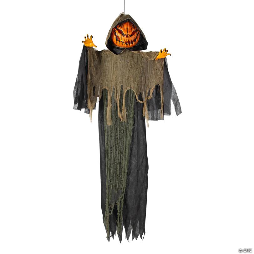 7 Ft. 2 3/4" Light-Up Hanging Big Pumpkin Head Halloween Decoration