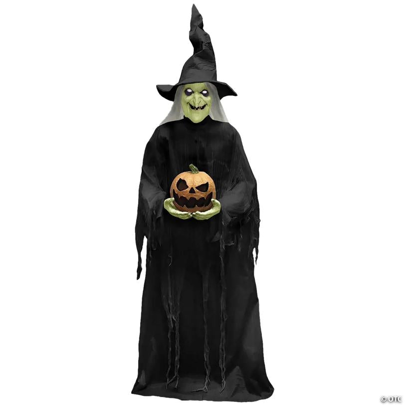 7 Ft. Animated Light-Up Green Witchy Witch Halloween Decoration