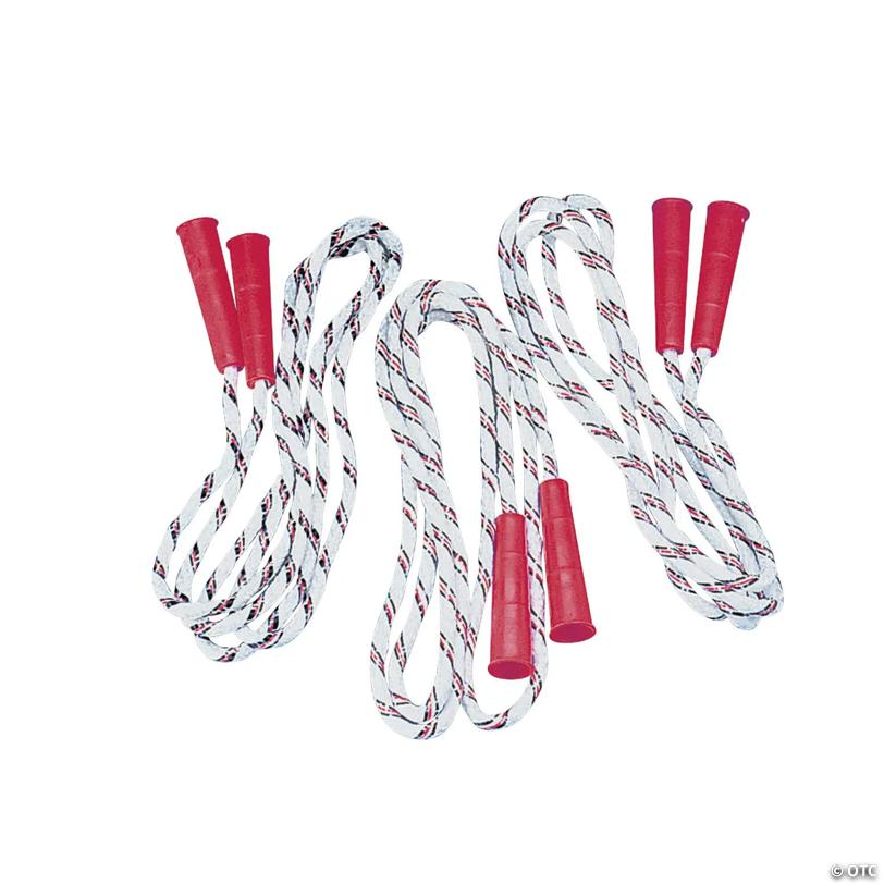 7 Ft. Black & Red Spiral Nylon Jump Ropes with Plastic Handles - 12 Pc.