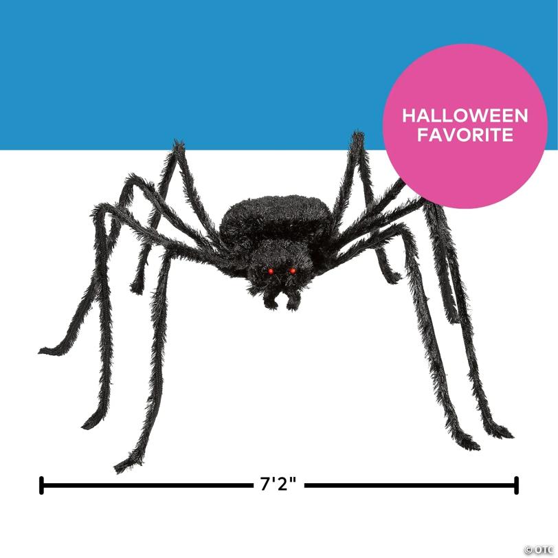 7 Ft. x 2 1/2" Furry Black Polyester Spider Halloween Decoration