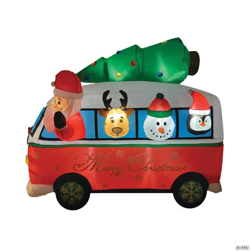 7' Santa Vintage Van  Inflatable Outdoor Yard Decoration