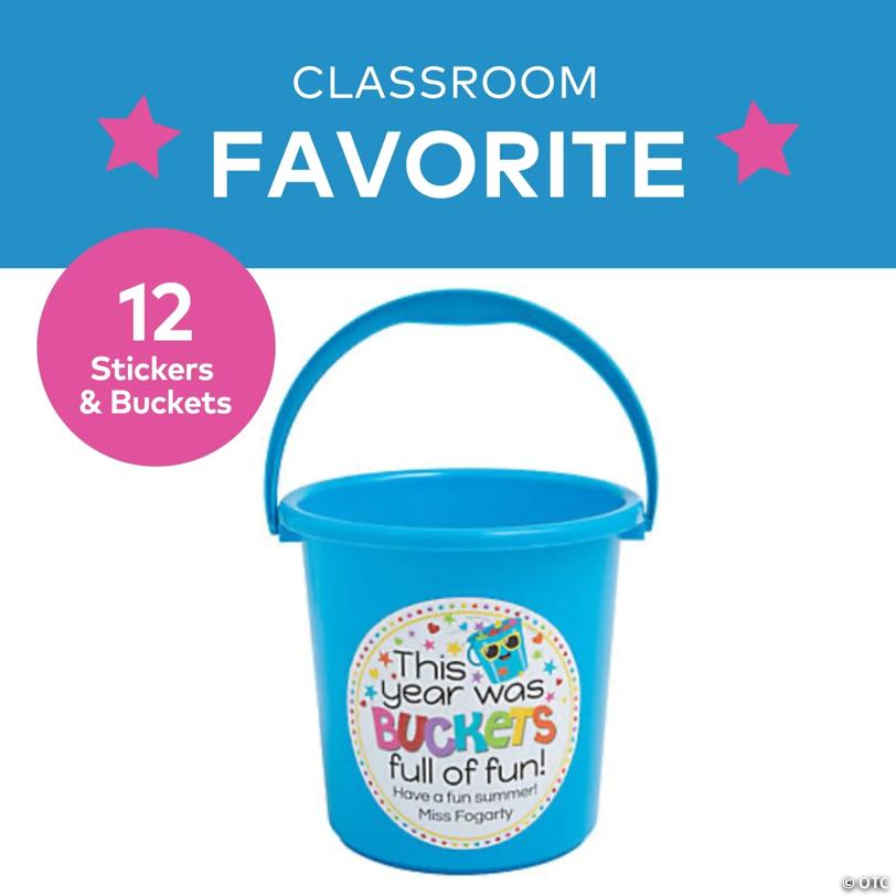 7" x 7" Personalized Buckets of Fun Plastic Sand Buckets – 12 Pc.