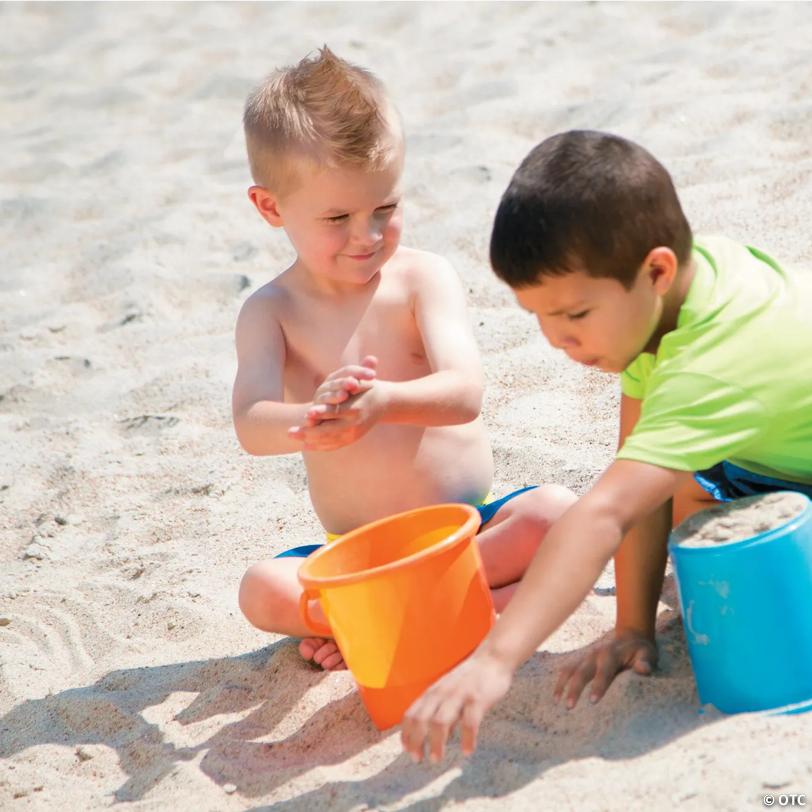 7" x 7" Solid Color Plastic Sand Bucket with Handle Assortment - 12 Pc.