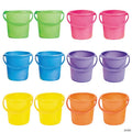 7" x 7" Solid Color Plastic Sand Bucket with Handle Assortment - 12 Pc.