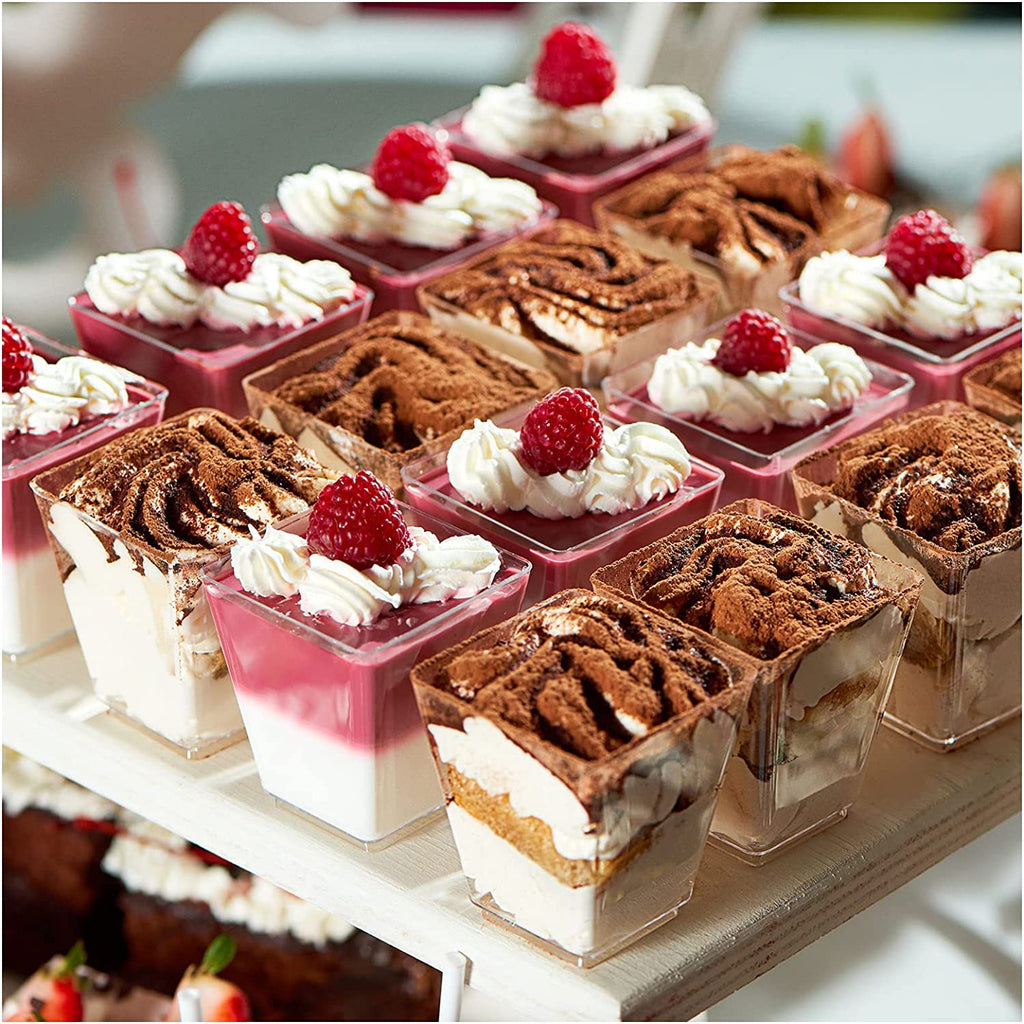5 oz Plastic Dessert Cups with Lids Parfait Cups with Lids Appetizer Cups for Party Mini Dessert Cups with Spoons