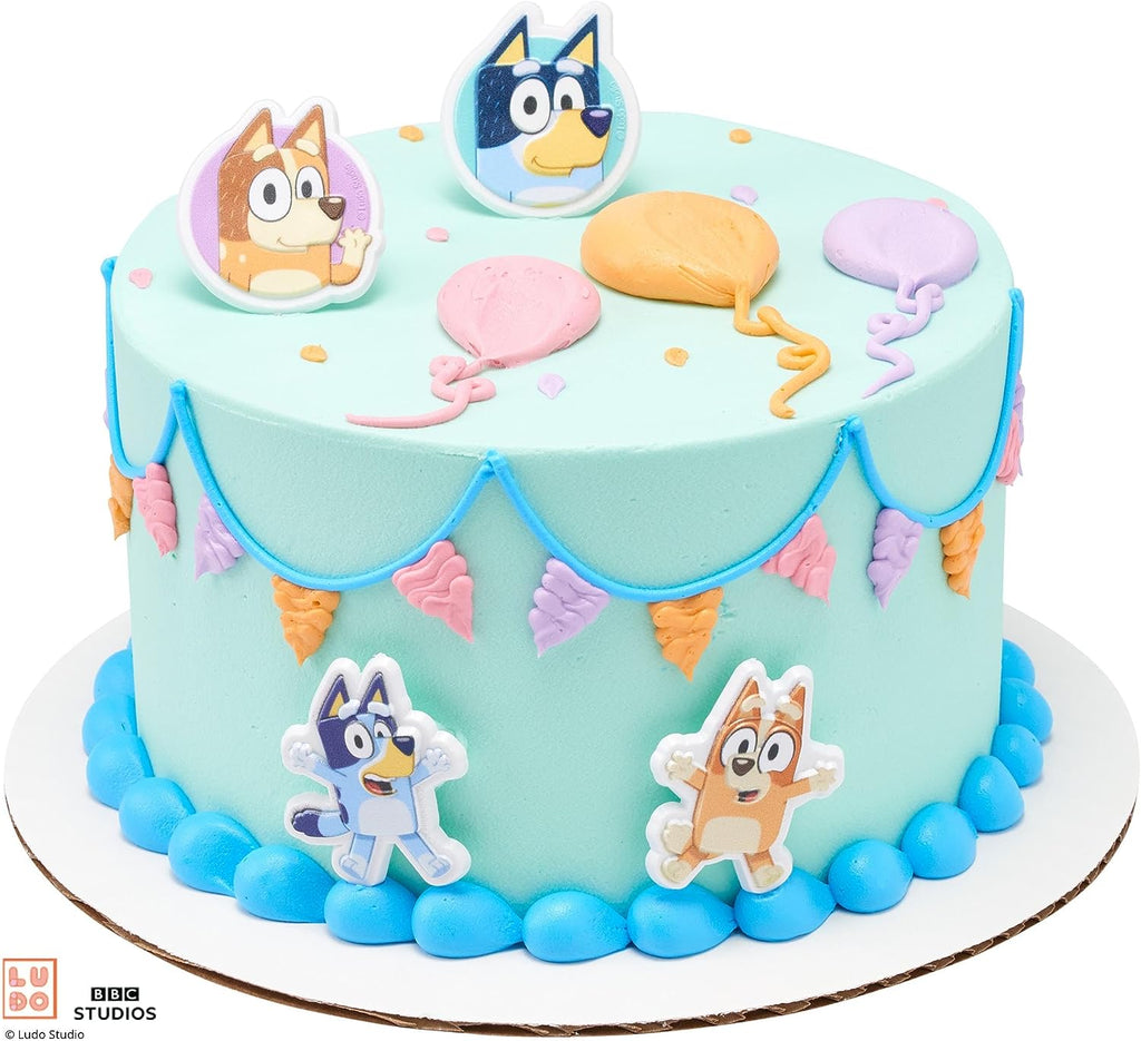 Bluey So Much Fun Rings, 12 Cupcake Cake Decorations Featuring Bluey, Bingo, Bandit, and Chilli, 3D Food Safe Cake Toppers – 72 Pack (Copy)