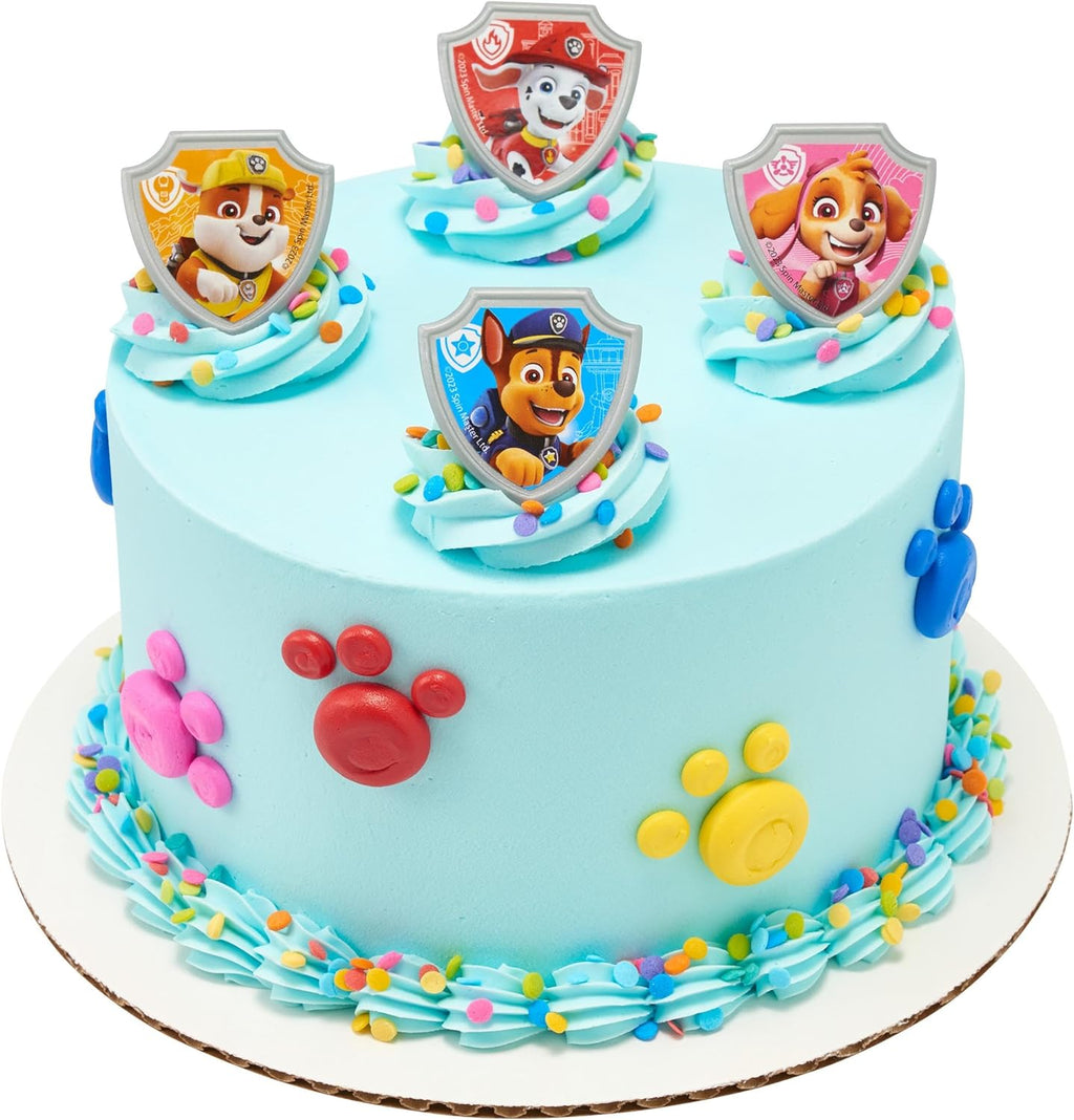 Paw Patrol Reporting For Duty Rings, Cupcake Decorations Featuring Chase, Marshall, Skye, And Rubble - 12 Pack