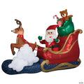 84" Airblown® Animated Luxe Waving Santa w/ Rocking Reindeer on a Cloud Inflatable Christmas Outdoor Yard Decor